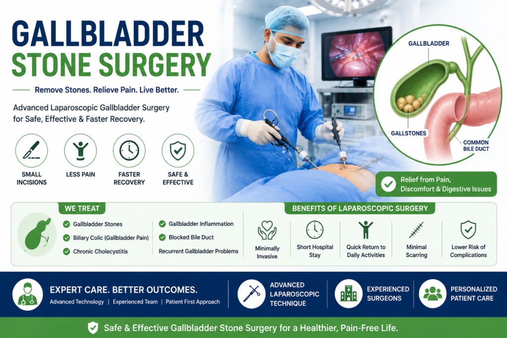 Gallbladder stone surgery in Gurugram by Dr. Dharmender Sharma using laparoscopic treatment