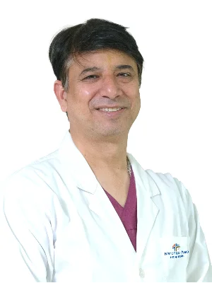 Dr. Dharmender Sharma portrait image – expert GI and laparoscopic surgeon in Gurugram